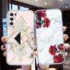 Red Rose Marble Transparent Phone Case for Samsung Galaxy A04 A04S A14 A23 A34 A54 M23 M33 M52 M53