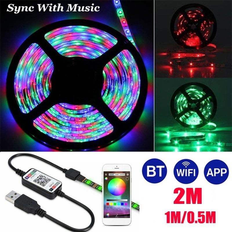 5V USB Power LED Strip Lights 5050 RGB TV Backlight Bluetooth APP