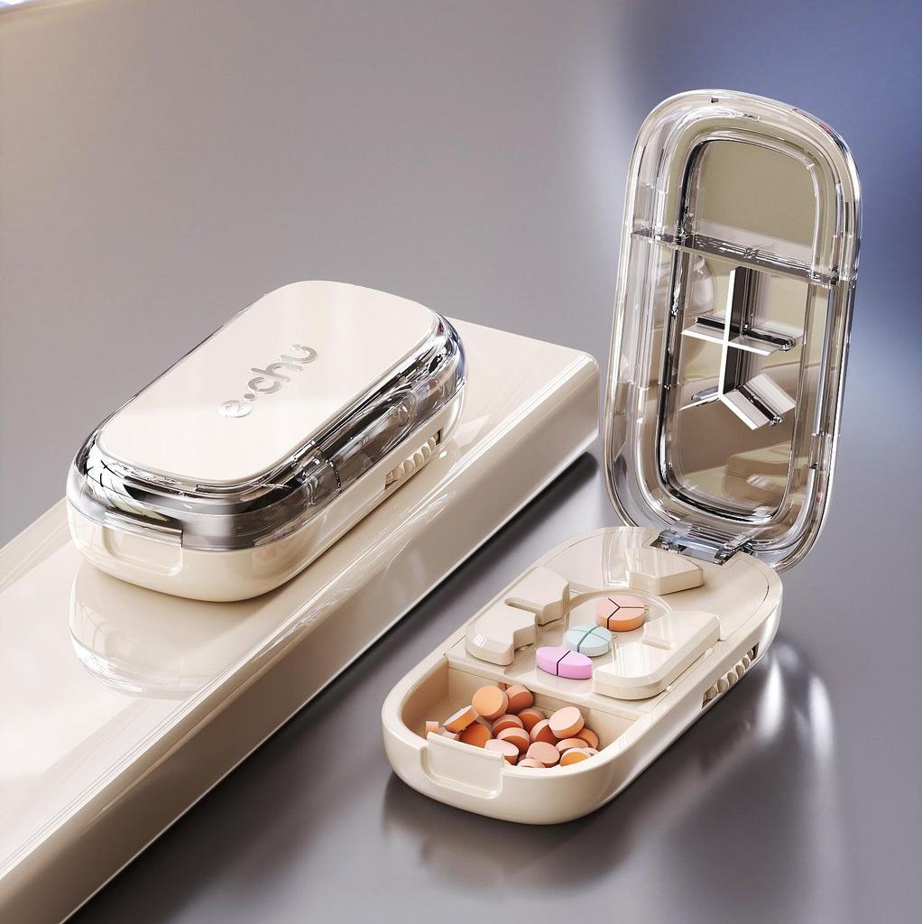 Pill Cutter & Divider: Precise 1/4 & 1/2 Cutting, Portable Pill Box