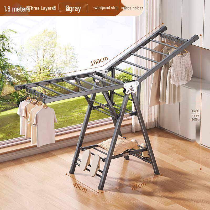 Adjustable Foldable Clothes Drying Rack for Indoor/Outdoor Use - Ideal for Bedroom, Balcony, and Baby Items.
