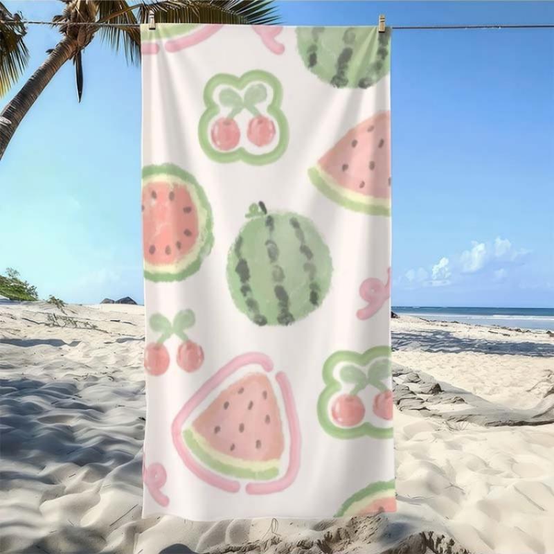 

Watermelon Cherry Illustration Beach Towel, Ultra-Absorbent, Quick-Dry, Comfortable & Practical, Polyester Blend,Ideal for Beach W30*H60(CM)