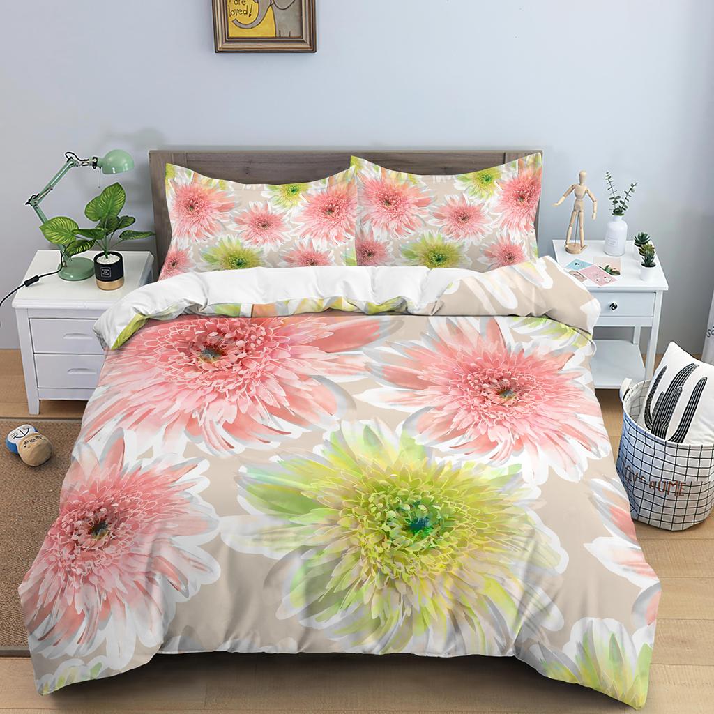 Comforter Beautiful Flowers Pattern Bedding Set Polyester Luxury Floral Single Twin King Queen Size Home Decor
