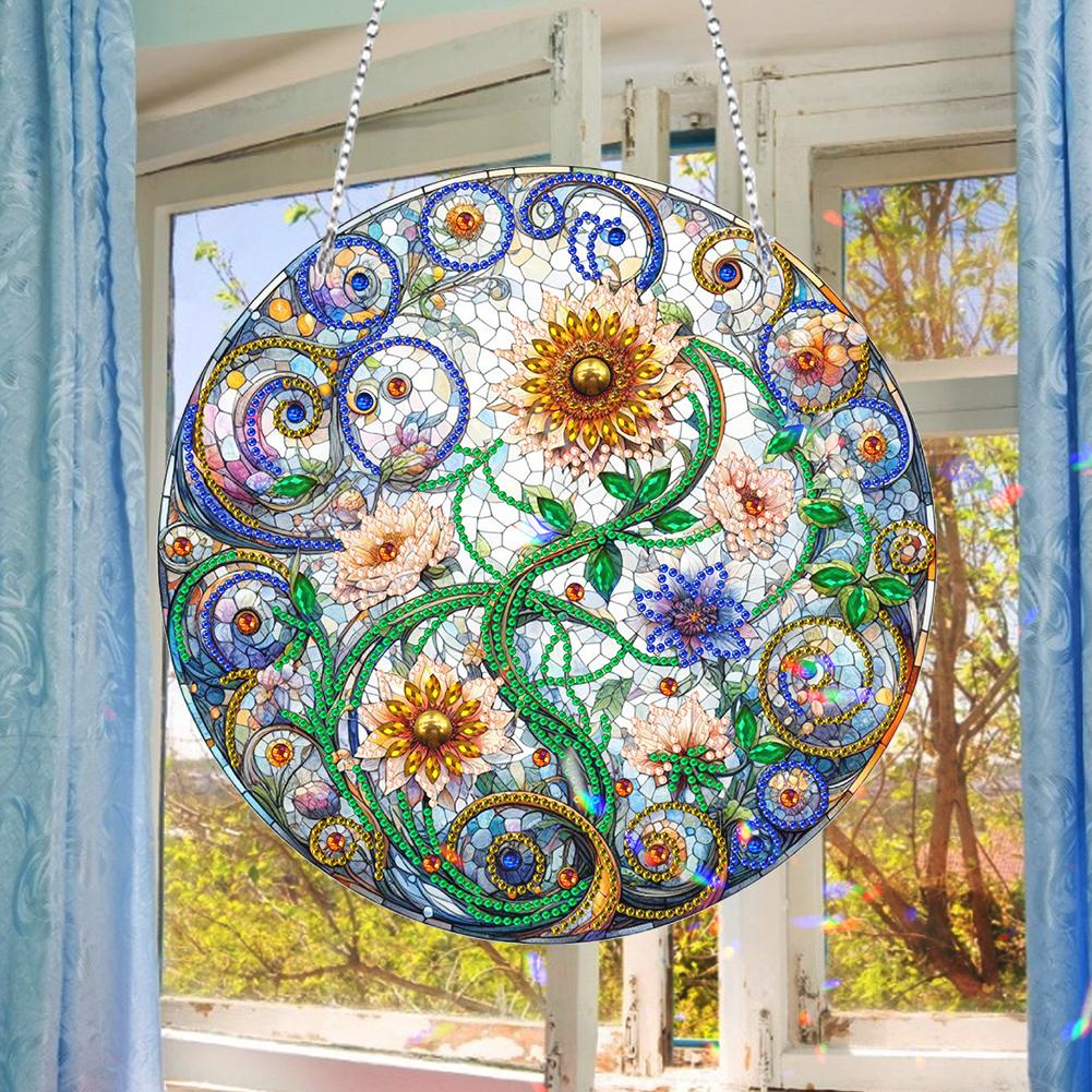 DIY Diamond Painting Suncatcher Art Pendant Colorful Diamond Drawing Hanging Ornament Crystal Painting Ornaments for  Home Decor