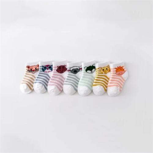 7Pairs/set Newborn Baby Boys Girls Socks Summer Mesh Thin Cotton Cartoon Print Infant Toddler Sock For Boy Girl Casual 0-24Month