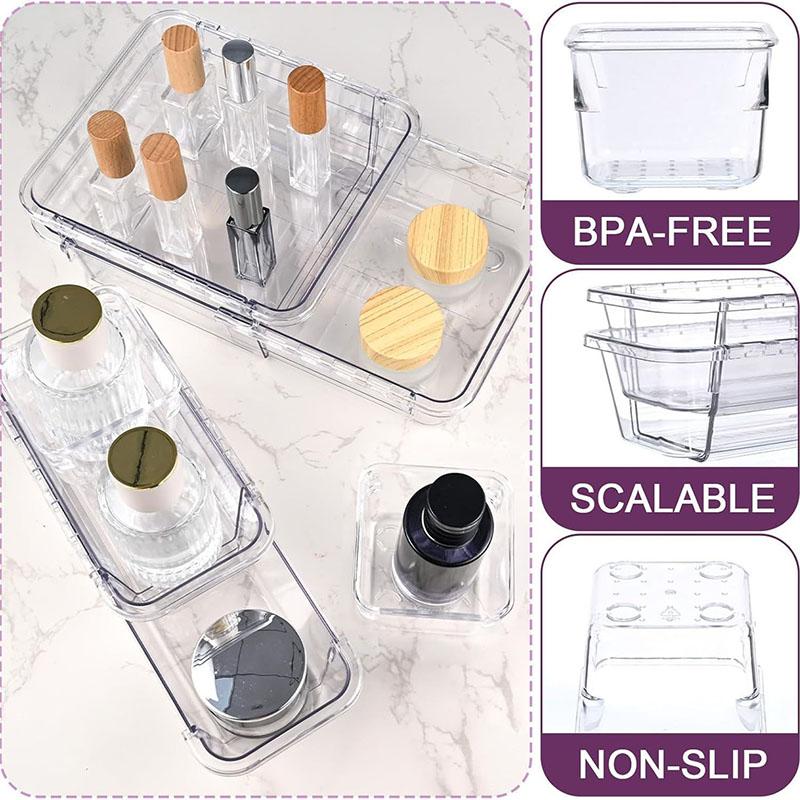 Transparent Drawer Partition Storage Box Freely Extendable and Stackable Storage Box Desktop for Organizing Sundries Storage Compartment Box