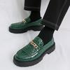 Fashion High Quality Men's Personalized Black Glossy High Head Leather Shoes Oxford Shoes Fashion Brand Comfortable Thick Soled Loafers