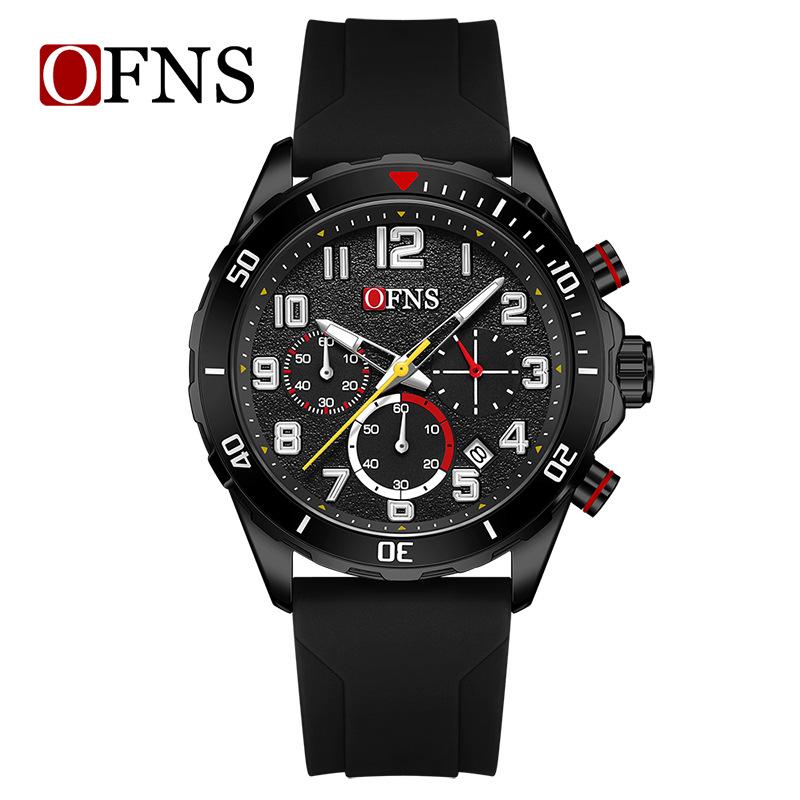 Ofns Luxury Quartz Watch: Luminous, Rotating Bezel, Waterproof & Single Calendar - Men's Business Wristwatch.
