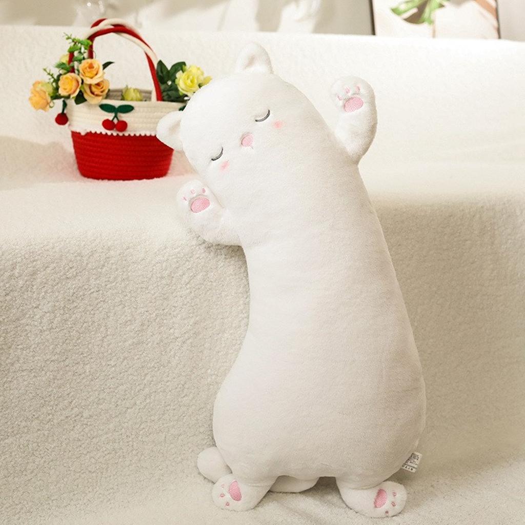 Long Cat Plushie Pillow Stuffed Animal Shape Sofa Decoration Cat Shape Soft PP Cotton Cushion Throw Pillows Home Decor