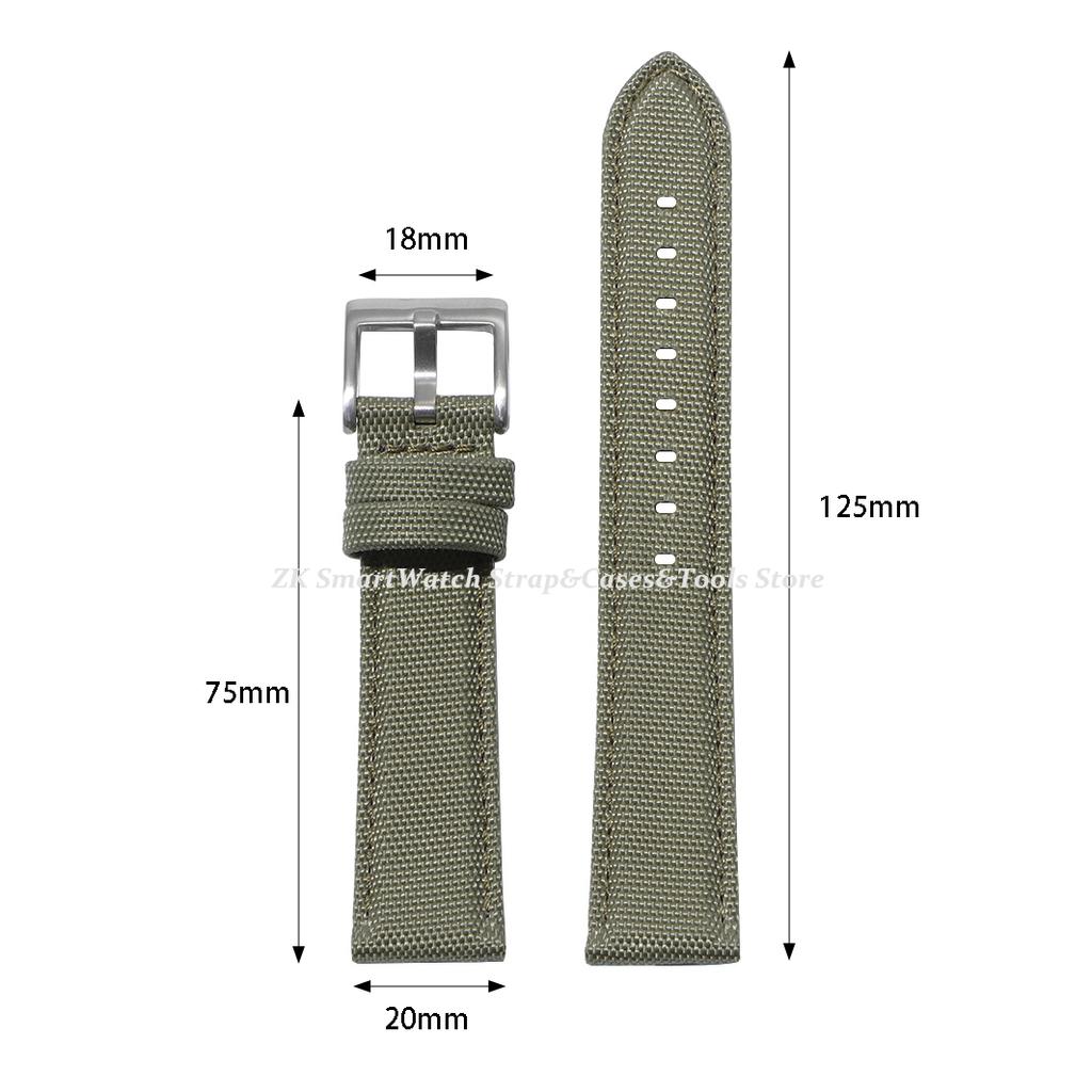 Nylon Leather Watch Strap 20mm 22mm Quick Release Spring Military Watchband Watch Accessories Replacement Army Green Bracelet