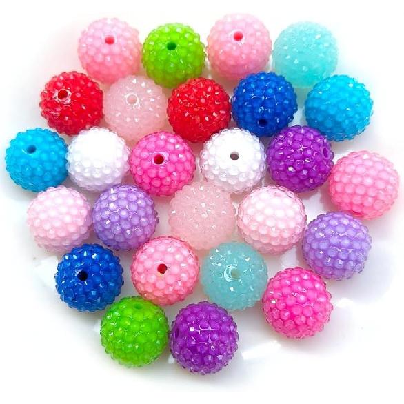 20mm, 16mm, 14mm, 12mm, 10mm Colorful Rhinestone Beads Round Spacer Beads for Jewelry Bracelet Necklace Pen Bag Chain Making Crafts Supplies (16mm