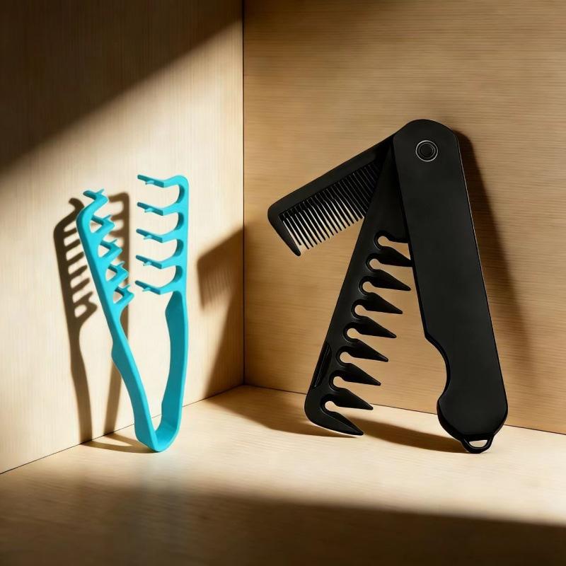 

2Pcs Folding Texture Comb Wide Tooth Hair Comb Voluminous Multi-Function Styling Tool for Men & Women синій