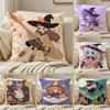 A Cute Cartoon Witch Childlike Art Cushion Cover Pillowcase Antidustmite Invisible Zipper Short Plush Sofa Cushion