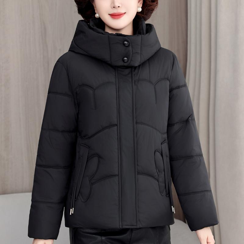Plus Size XL-5XL Middle Age Woman Winter Short Coats Hooded Elegant Loose Thick Warm Parkas Female Jacket