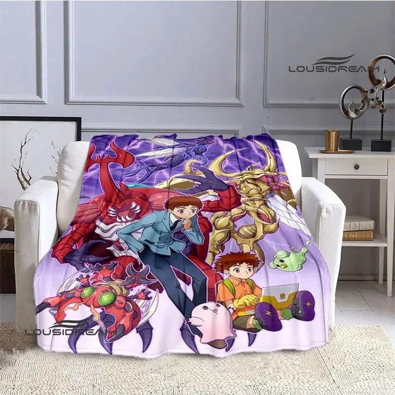 Digimon Cartoon Printing Blanket Flange Warm Blanket Picnic Blanket Home Travel Blanket Bed Linings Birthday Gift