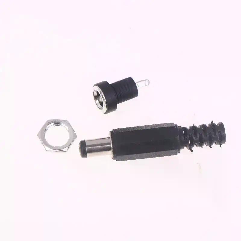 5Pairs DC12V 5.5 X 2.1mm Plastic Male Plugs DC Power Socket Female Jack Screw Nut Panel Mount Connector