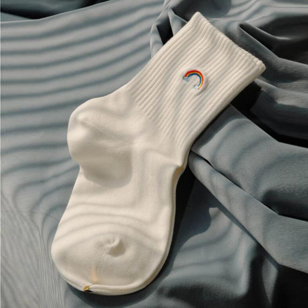 Women's Cotton Breathable Socks Embroidery Animal Cotton Socks Unisex Happy Casual White Warm Socks