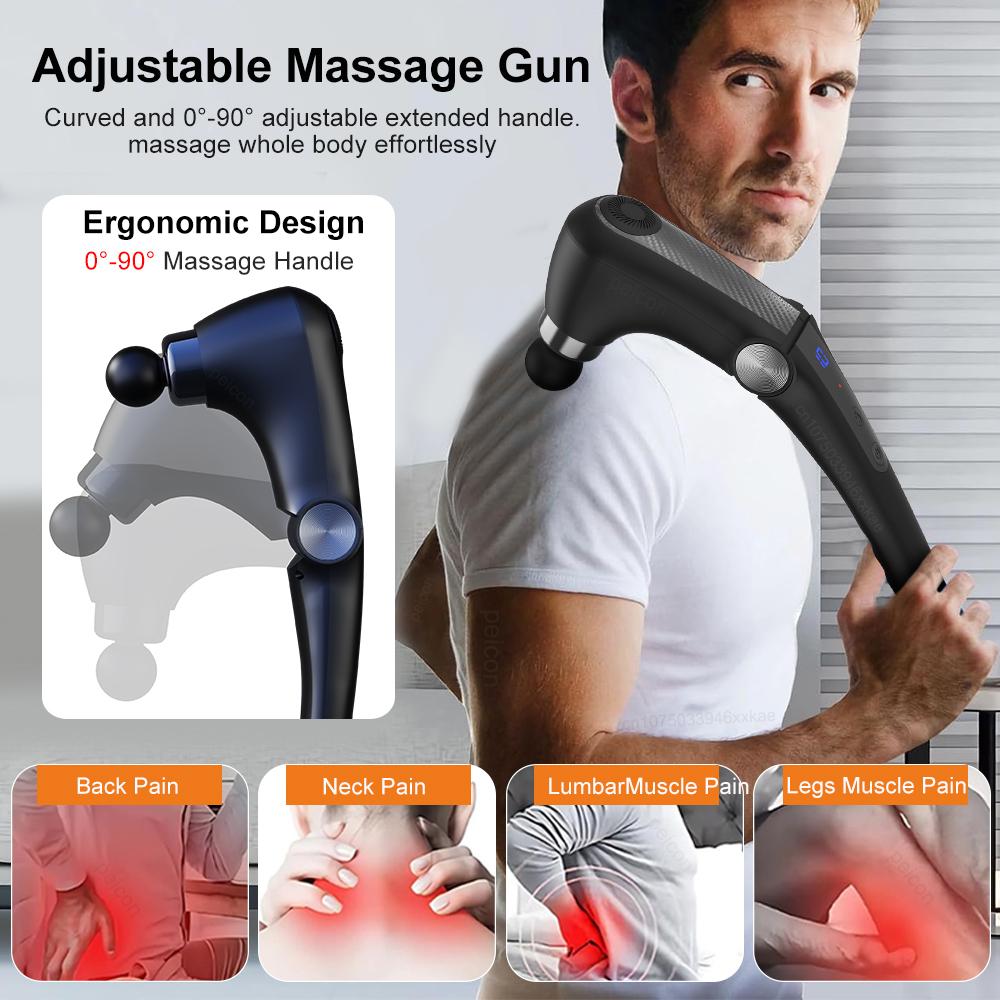 Shoulder Massage Muscle Massage Gun Electric Fascia Massage Machine High Frequency Back Waist Body Massage with Extended Handle