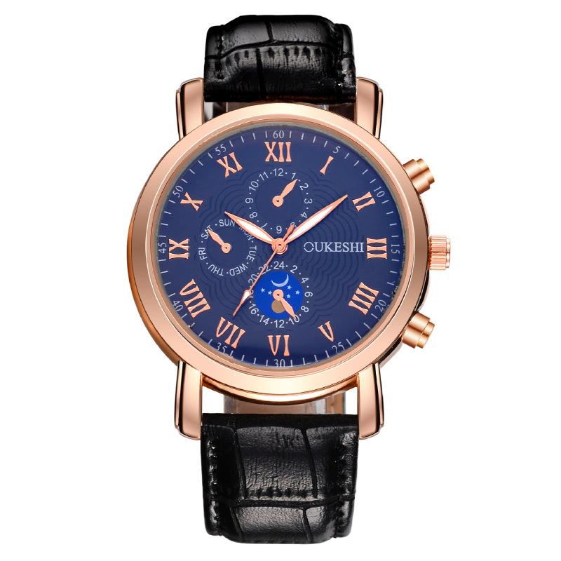 The same moon three-eye men's watch men's watch belt quartz watch