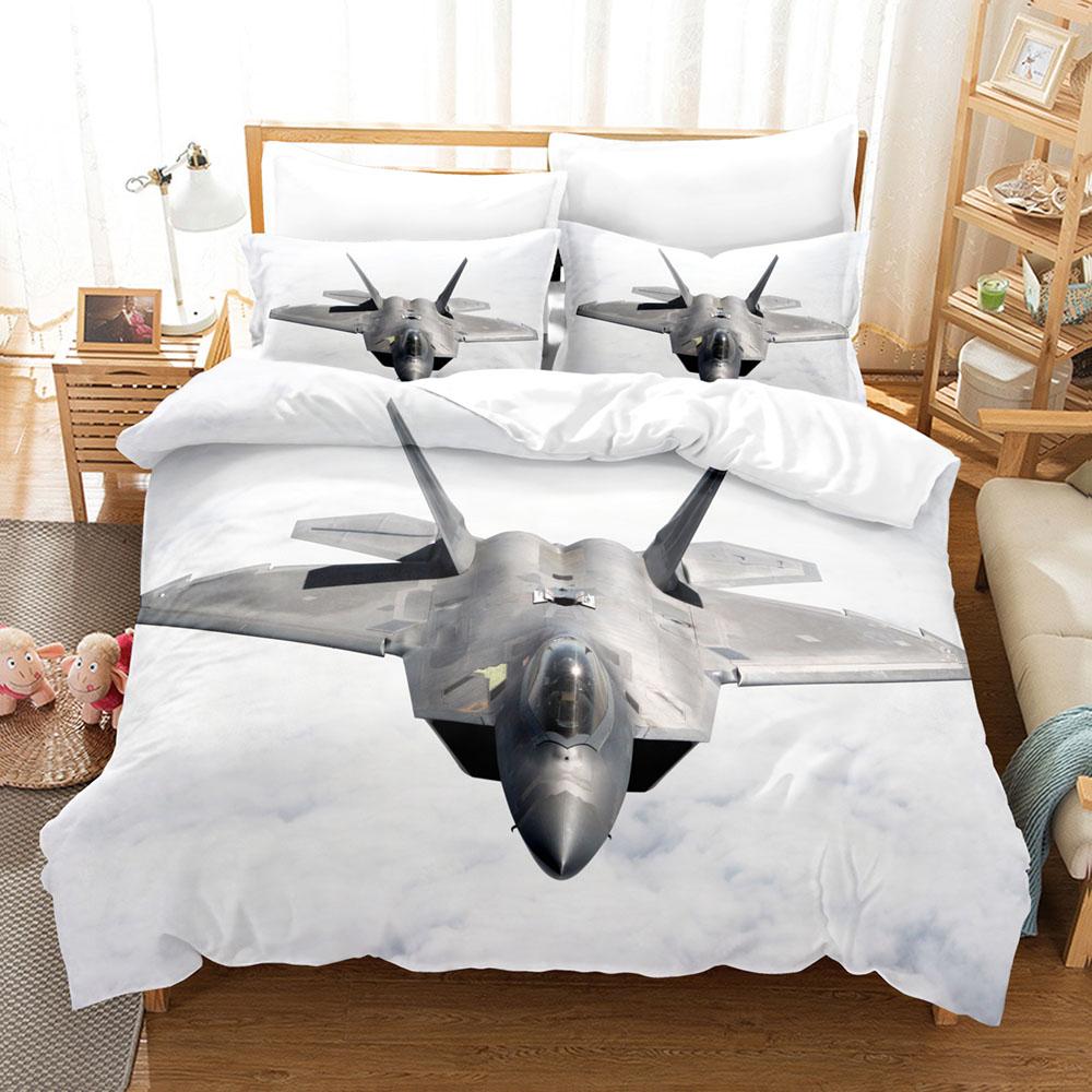 3D Jet Fighter Battle Plane  F-22 Bedding Sets Duvet Cover Set With Pillowcase Twin Full Queen King Bedclothes Bed Linen