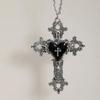 Gotische Persoonlijkheid Zwart Druipglazuur Hartvormige Rozenbloem Kruis Hanger Ketting voor Mannen Vrouwen Halloween Feest Y2K Sieraden