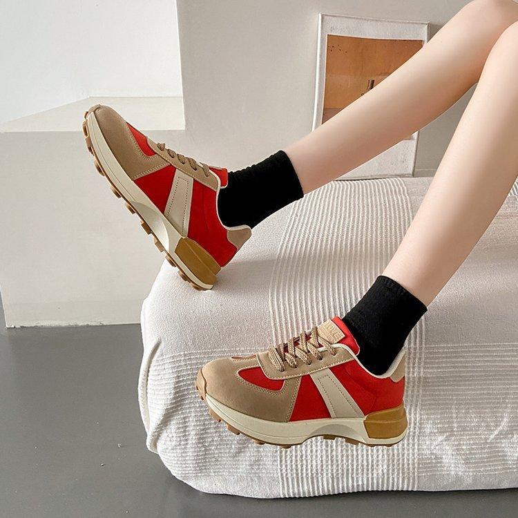 Dad Shoes for Women's Spring New Thick Sole Retro Fashionable Waffle Slim Waist Forrest Gump Shoes Heightened Casual Sports Shoes