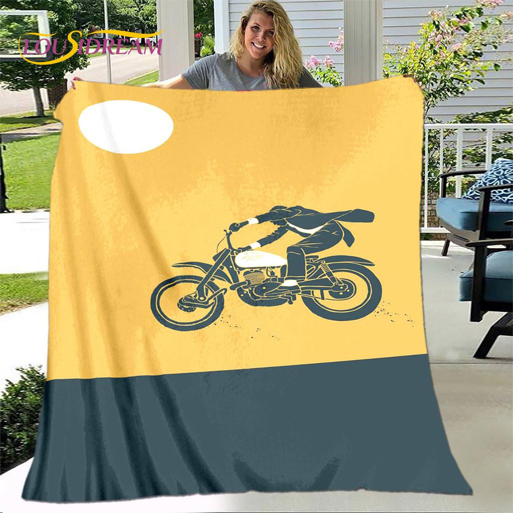 3D Retro Vintage Motorcycle Soft Plush Blanket,Flannel Blanket Throw Blanket for Living Room Bedroom Bed Sofa Picnic Cover Gift