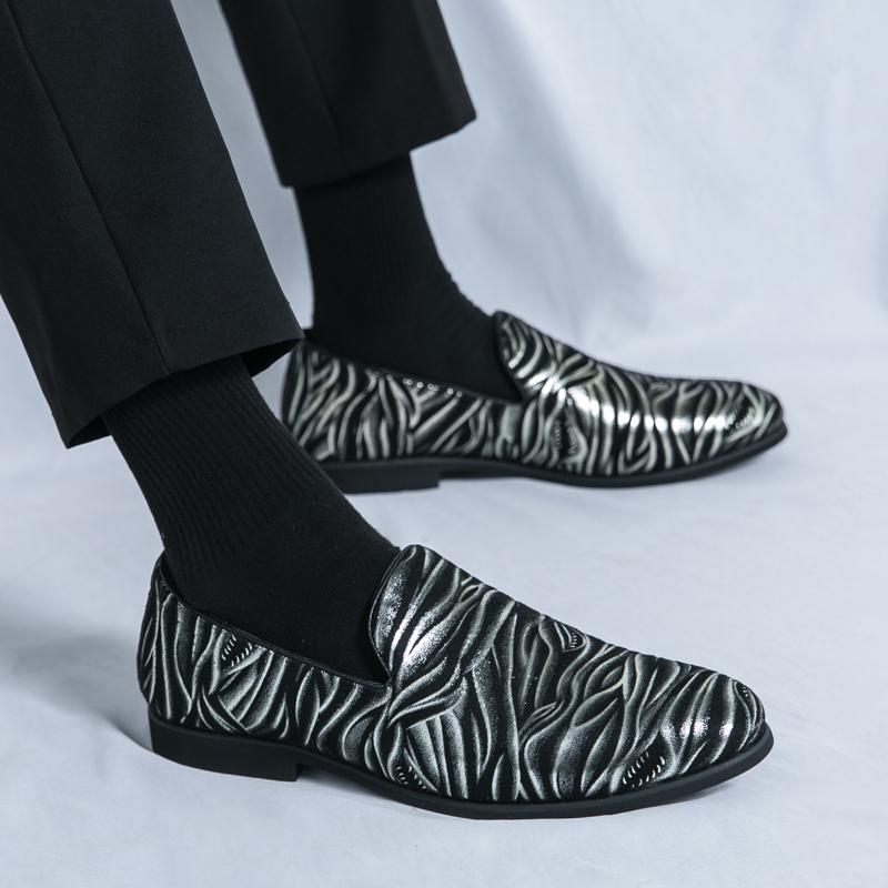 Fashion New Men's Stripe Pattern Loafers Hip Hop Rock Casual Shoes Male Wedding Dress Homecoming Footwear Zapatos Hombre