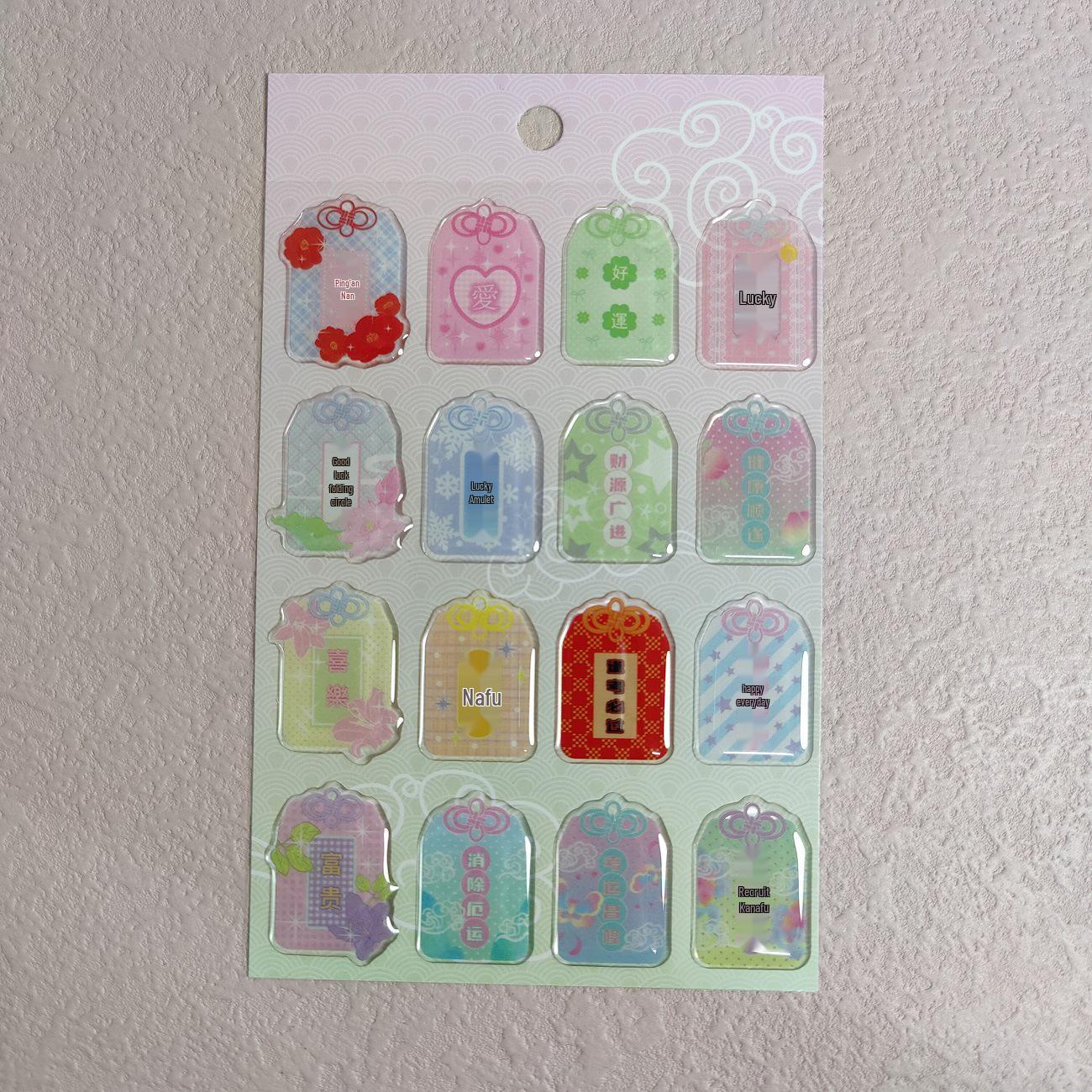 Korean 3D Transparent Stereo Embossed Resin Crystal Decorative Waterproof Phone Stickers