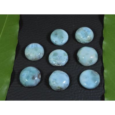 13MM Natural Larimar Pectolite Round Cabochon Loose Gemstone 8Pcs Lot 63Cts. A-405