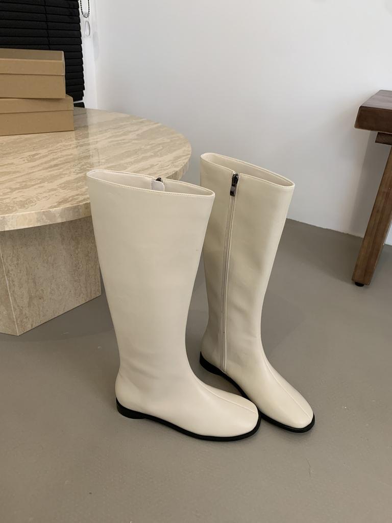 Coarse Heel Khaki Suede Skinny Long Knight Boots Women's Shoes Season White Medium Long Boots