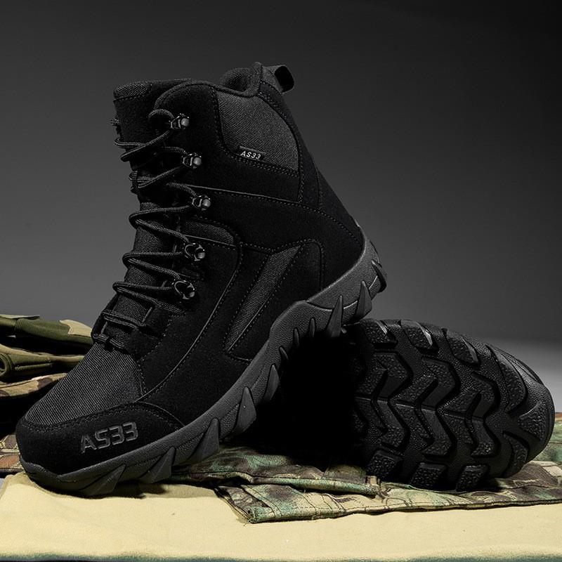 Warm Lined Tactical Hiking Boots Men Winter Outdoor Trekking Shoes With Rubber Sole Anti-Slip High-Cut