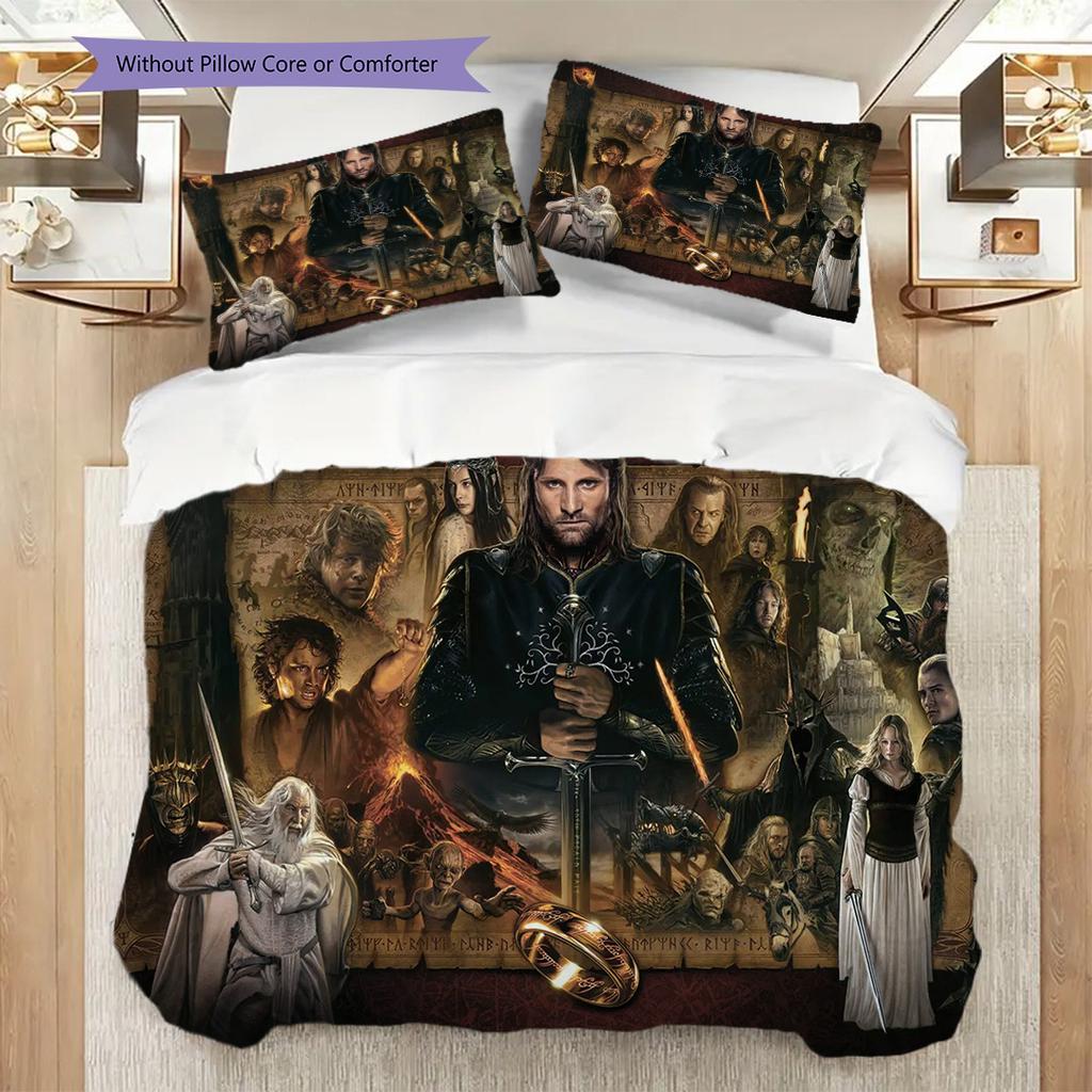 Medieval Fantasy Adventure Bedding (1 * Duvet Cover + 2 * Pillowcase, Without Core) 2D Flat Bedding Set Duvet Cover and Pillowcase