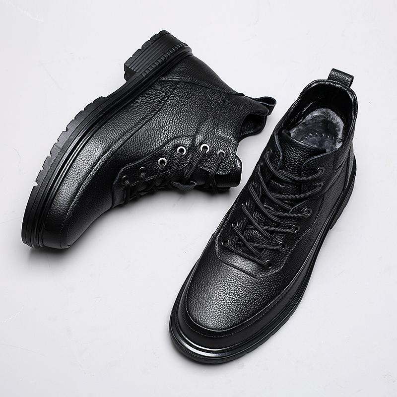 Autumn Winter Mens Basic Boots High Top Shoes Outdoor Genuine Leather Botas Combat Desert Boots Leisure Walk Ankle Boots