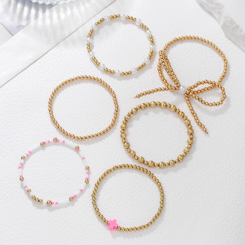 Geometric Pearl And Cross Multilayer Bracelet For Women With Handmade Craftsmanship