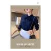 Bow-tie chiffon women's long-sleeve shirt, 2026 new model, spring and autumn blue blouse