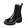 Qirui shoes Thick-soled Chelsea boots, leather inside and outside, simple and elegant