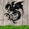 Handmade Metal Dragon Wall Art, 15.7x14in Black Iron Sculpture for Home Yard Balcony Decor, Unique Housewarming Gift