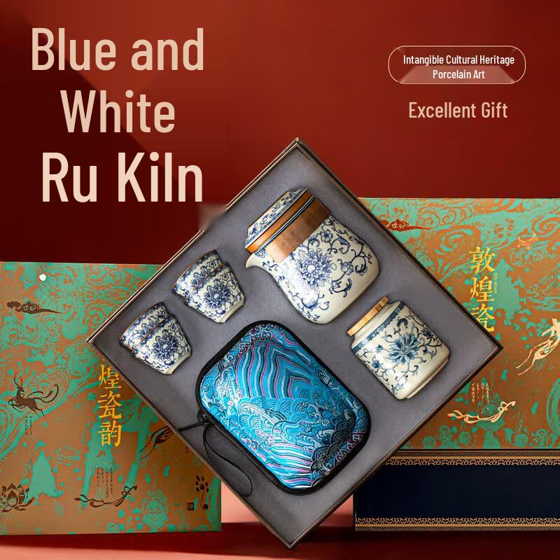 Tang Feng Blue & White Ruyao Portable Tea Set