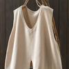Women's Artistic Minimalist Asymmetric Knitted Vest Loose V-Neck Pullover Cardigan Top