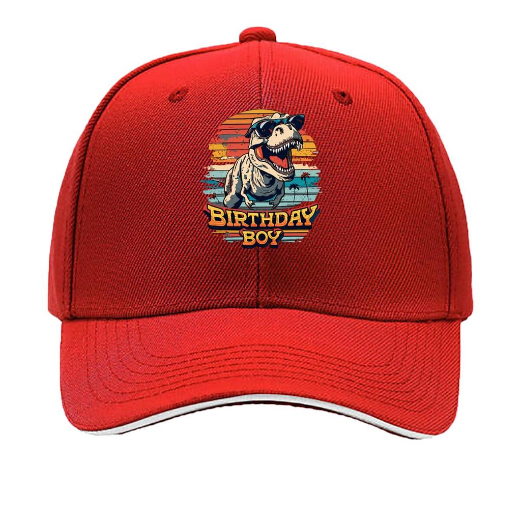 Birthday Boy Dinosaur Sunglasses Retro Sunset Graphic Sandwich Baseball Cap Unisex Women Sun Cap Outdoor Workouts Hat