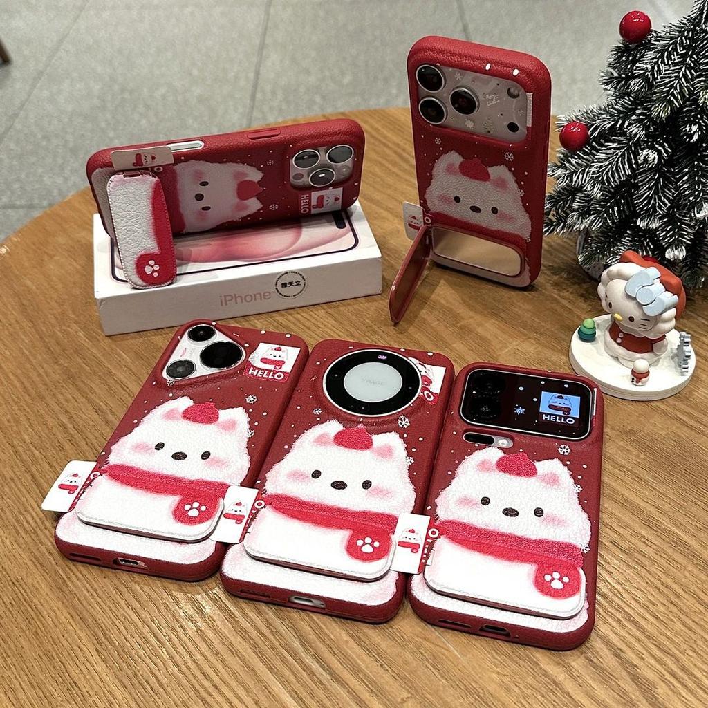 Cute scarf puppy label applies to Apple 11/11 mobile phone case IP11 mirror holder 11/11 leather pattern 11 sets