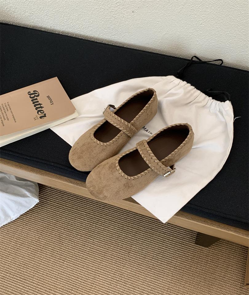 

2025 One-pedal grandma Doudou shoes trendy soft sole Korean version versatile soft leather flat sole autumn shallow mouth single shoes women 40 хаки
