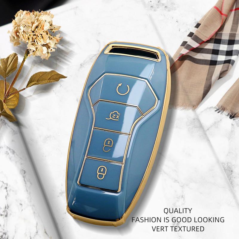 Luxurious Golden Edge Remote Car Key Case Full Cover For BYD Tang DM 2018 Yuan EV Qin Pro Song Max DM Keychain Auto
