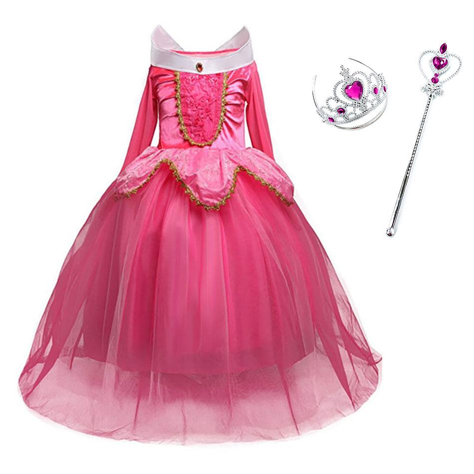 Girl Aurora Dress Sleeping Beauty Costume Kids Princess Dress Children Halloween Birthday Party Outfit Clothes