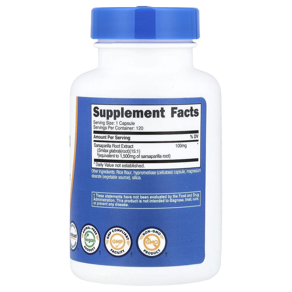 Nutricost, Sarsaparilla Root, 120 Capsules (100mg per capsule)