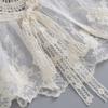 Korean Style Women False Collar Shawl Scarf Elegant Embroidery Lace Pleated Lace-Up Bowknot Shoulder Wrap Poncho Cape