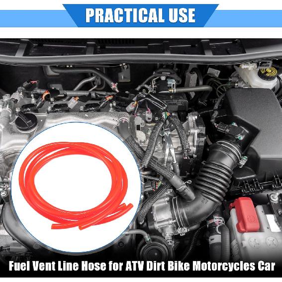 2 Pcs Fuel Vent Line Hose, 0.2"x39" 5mm X 1m Gas Line Petrol Hose Tube Universal for ATV Dirt Bike Go Kart Durable Polyurethane Orange