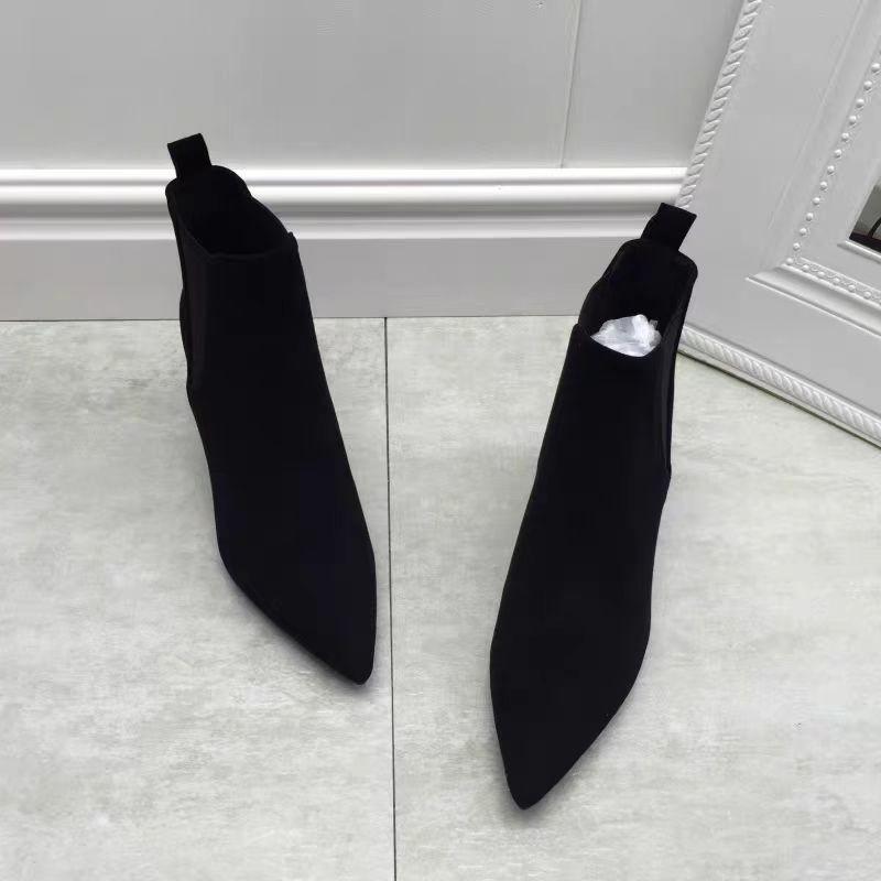 2025 Luxury Women'S Boots Spring Pointed Toe Stiletto Ankle Boots Fashion  Women High Heel Suede Side Zipper Boots