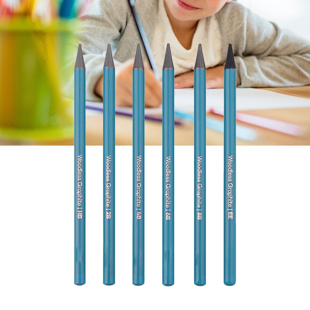 6 PCS Graphite Pencil Set HB 2B 4B 6B 8B EE Professional Woodless Graphite Pencils for Drawing