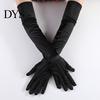 Full Finger Gloves 1 Pair Wedding Super Soft Elastic Fade-Resistant Washable Vivid Color Decorative Satin Women Elbow Length Evening Party Long